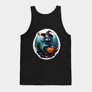 Mermaid Wizard and Cat Tank Top